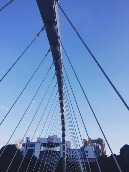 Vista Torre Cable Del Puente Colgante Lisbon Portugal — Foto de Stock