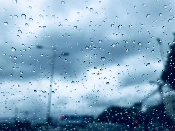 Скляне Вікно Краплями Дощу Погода — стокове фото