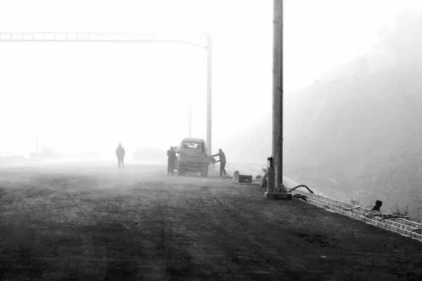 Vía Del Tren Niebla — Foto de Stock