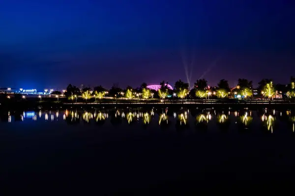 Vista Nocturna Ciudad Tailandia — Foto de Stock