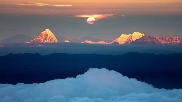 beautiful mountain landscape with mountains and clouds