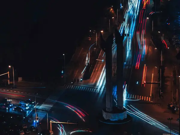 Ночной Вид Город Сумерках — стоковое фото