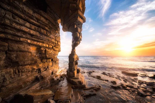 Hermoso Atardecer Playa Norte Israel — Foto de Stock