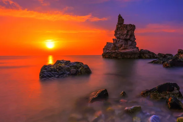 Puesta Sol Sobre Mar Crimea Ucrania — Foto de Stock