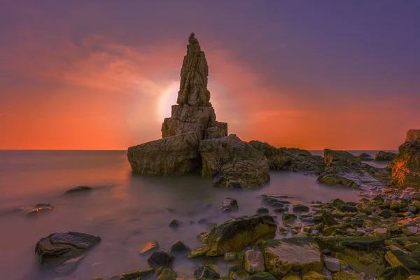 Puesta Sol Sobre Mar — Foto de Stock