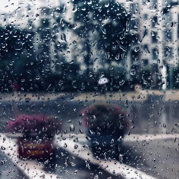 Glasfönster Med Regndroppar Väder — Stockfoto