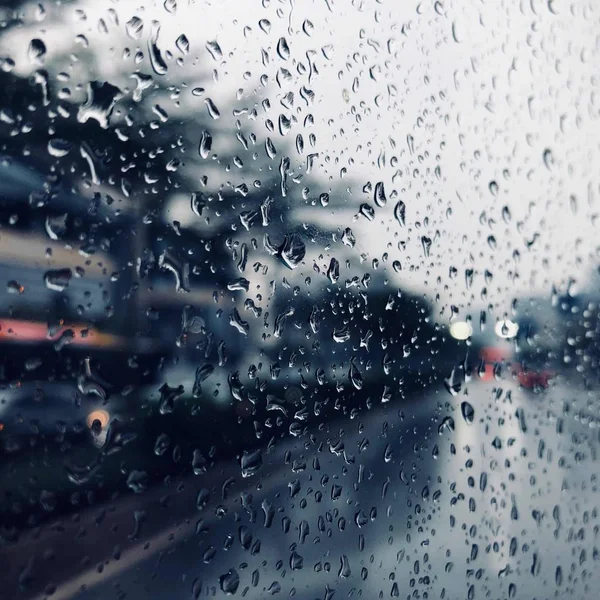 Fenêtre Verre Avec Gouttes Pluie Météo — Photo