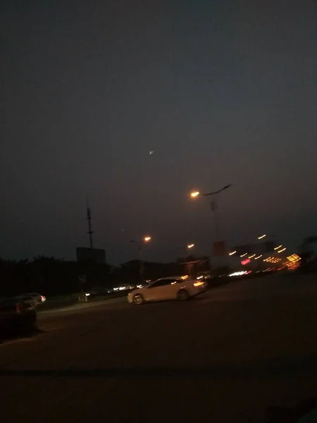 Vista Ciudad Del Aeropuerto Por Noche — Foto de Stock