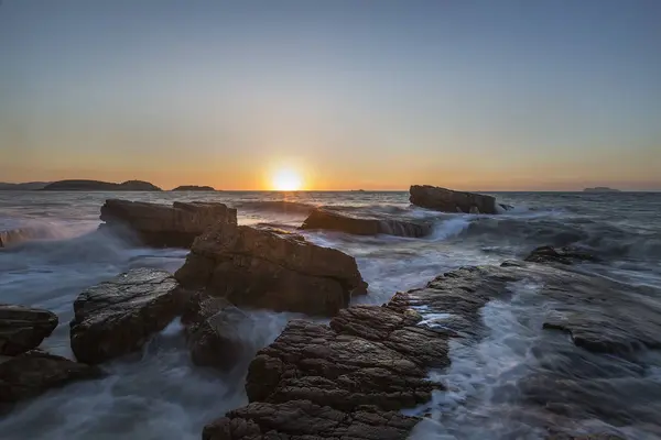 Hermosa Puesta Sol Mar — Foto de Stock