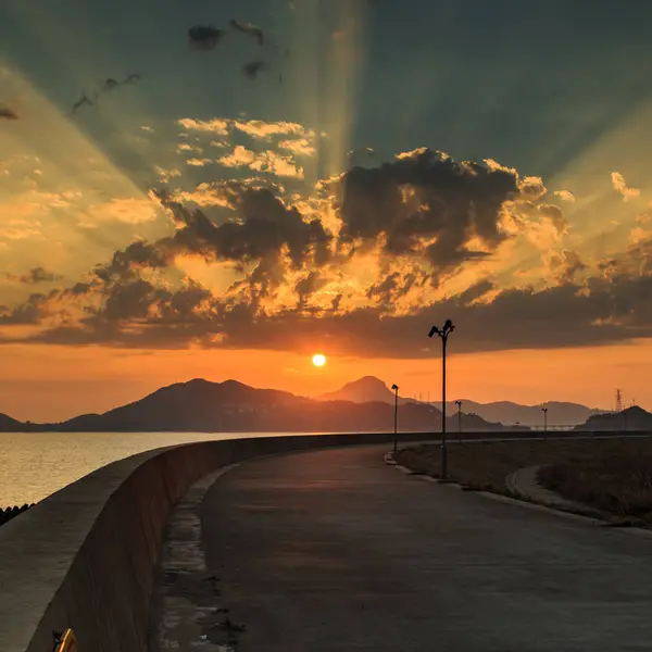 Puesta Sol Sobre Mar — Foto de Stock