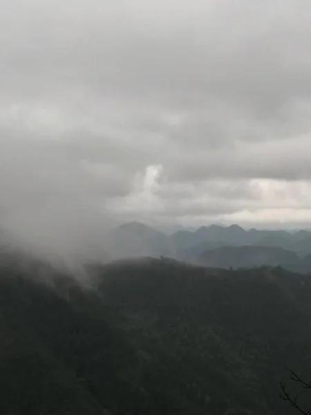 early morning fog in mountains, nature landscape