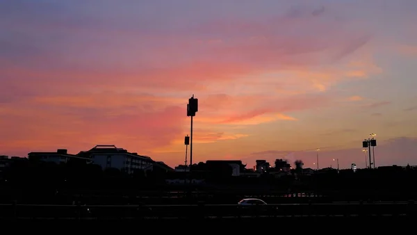 Vista Del Atardecer Sobre Ciudad — Foto de Stock