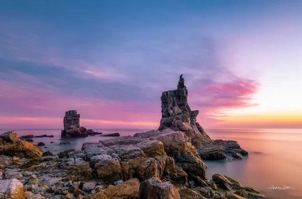 Hermoso Atardecer Sobre Mar — Foto de Stock