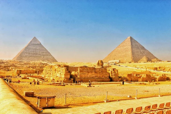 Starożytne Piramidy Gizie Egipcie — Zdjęcie stockowe
