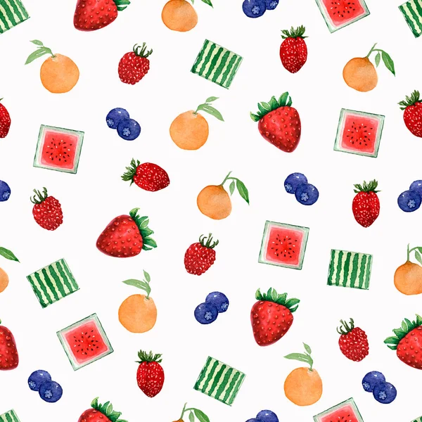 Watercolor Painted Collection Fruits Hand Drawn Fresh Food Design Elements — Stock Photo, Image