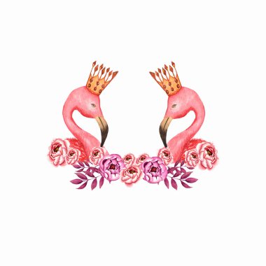 Flamingo, egzotik bir kuş. Beyaz arka plan üzerinde güzel bir kuş. arka plan Tekstil, kartları, davet, logo, tasarım vb. için mükemmel.