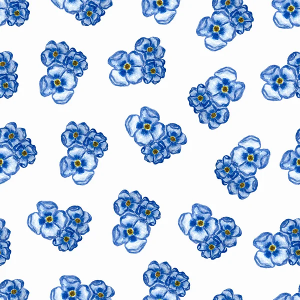 小さい花でかわいい花柄 シームレスな手水彩テクスチャです ファッションのためのエレガントなテンプレートを印刷します 非常に小さな青い花を印刷します 白い背景 デザイン パッケージ テキスタイル スクラップブッ キング — ストック写真
