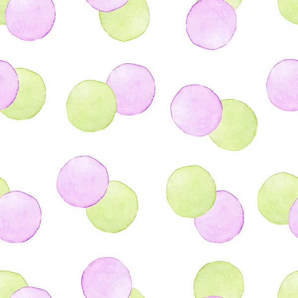 Watercolor Seamless Pattern Green Purple Polka Dots Seamless Background Your — Stock Photo, Image