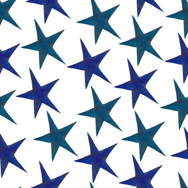 Stars Set Hand Drawn Watercolor Stars Isolated White Background Seamless — Stock Photo, Image