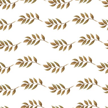 Seamless modeli sonbahar sonbahar yaprakları, doğal dalları, renkli otlar, el suluboya içinde çekilmiş. Güzellik zarif arka plan doku, baskı, tekstil kumaş, beyaz duvar kağıdı