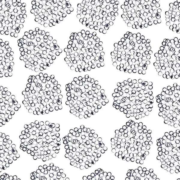 Grunge  circles with brush.Seamless Pattern of black round brushes. Hand watercolor elements for your design.Watercolor circle texture. Ink round stroke on white background. Abstract Simple style.