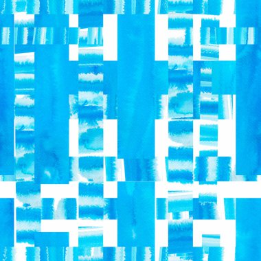 Sulu Boya Dikişsiz soyut geometrik çizgi deseni sıçraması ile. Gök mavisi renkli doku hat. Şık modern geometrik arka plan.