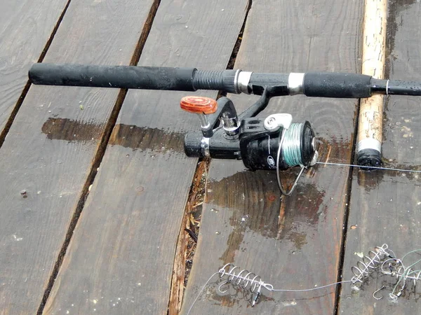 Aparejos Pesca Para Cañas Pescar Flotadores Redes Pesca — Foto de Stock