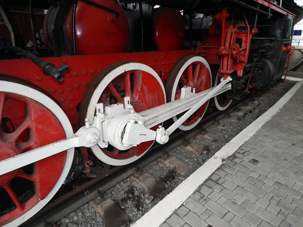 Detalles Del Transporte Ferroviario Locomotoras Vagones —  Fotos de Stock