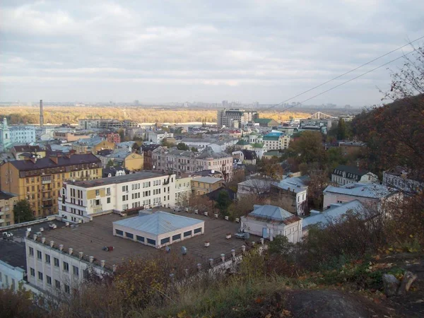 Kilátás Podil Terület Kijev — Stock Fotó