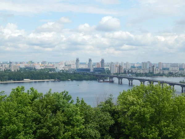 Panorama Left Bank Kiev Dnieper River — Stok fotoğraf