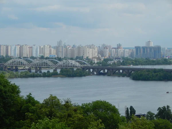 Panorama Della Riva Sinistra Kiev Del Fiume Dnieper — Foto Stock