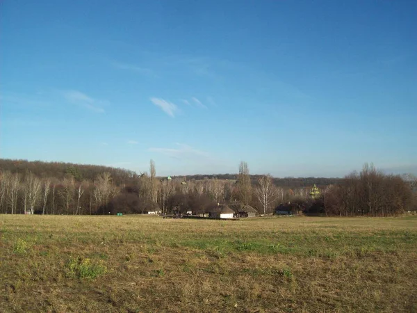 Feld Außerhalb Der Stadt Landwirtschaftliche Betriebe — Stockfoto