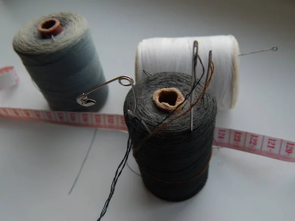 Large Spools Thread Sewing Clothes — 스톡 사진