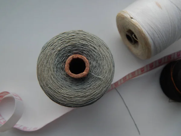 Large Spools Thread Sewing Clothes — Stok fotoğraf