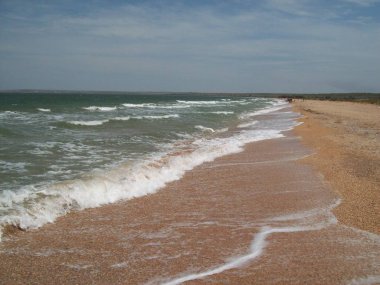 Sea beach on the Kerch peninsula of Crimea on Azov