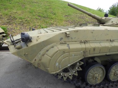 Military equipment and tanks in the Park of Eternal Glory Kiev city