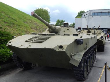 Military equipment and tanks in the Park of Eternal Glory Kiev city