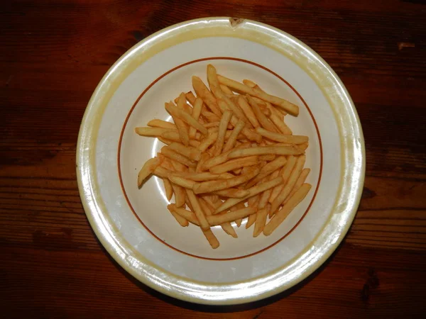 Gefrituurde Aardappelen Plakjes Fastfood — Stockfoto