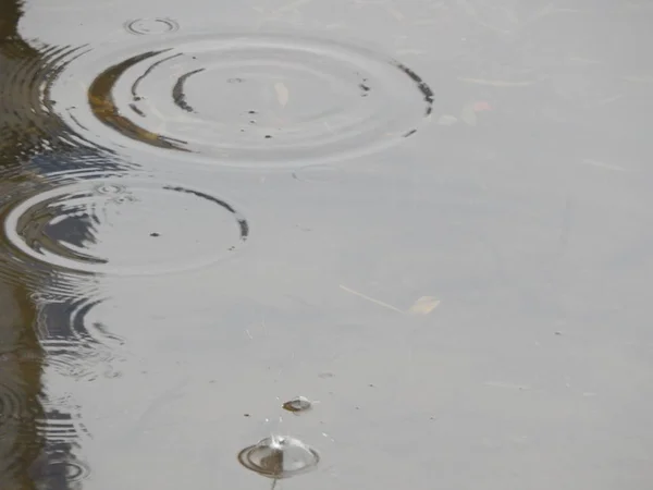 Textur Des Wassers Einem Fluss Oberfläche Regen Flecken — Stockfoto