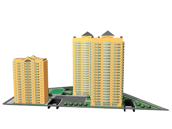 Modelos Arquitectónicos Composición Del Edificio — Foto de Stock