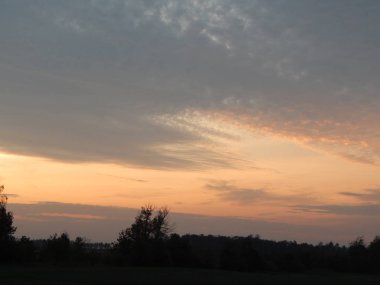 Alacakaranlıkta doğa orman ve alanları günbatımı