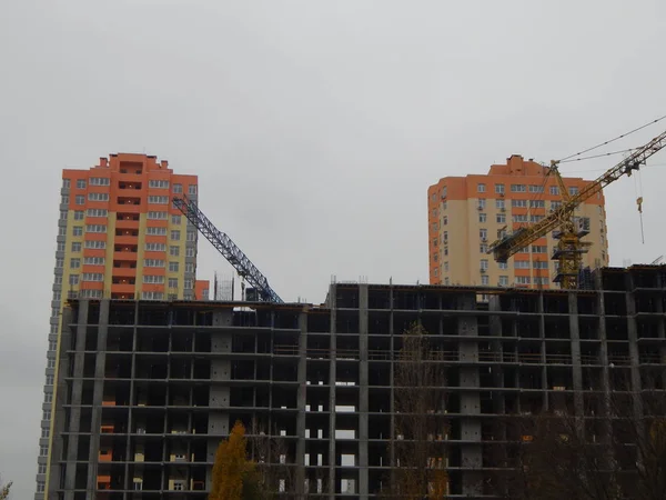 Construcción Edificio Residencial Varios Pisos Edificio Nuevo —  Fotos de Stock