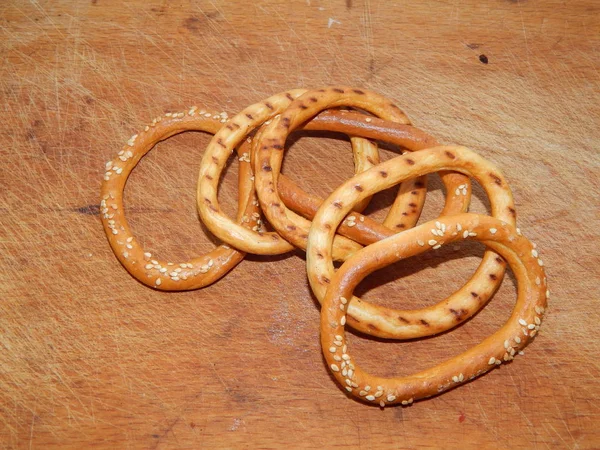 Dünne Gebackene Bagels Mit Mohn — Stockfoto