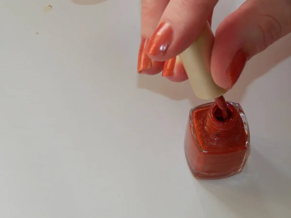 Maniküre Nagellack Farbe Und Lack Nägel — Stockfoto