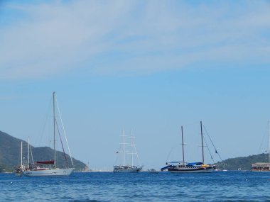 Türkiye'de tatil beldesi Ege Denizi üzerinde Marmaris yat marina