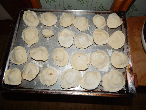 Cooking Cooking Homemade Dumplings Dough Stuffing — Stock Photo, Image