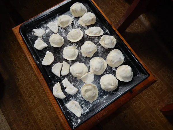 Cooking Cooking Homemade Dumplings Dough Stuffing — Stock Photo, Image