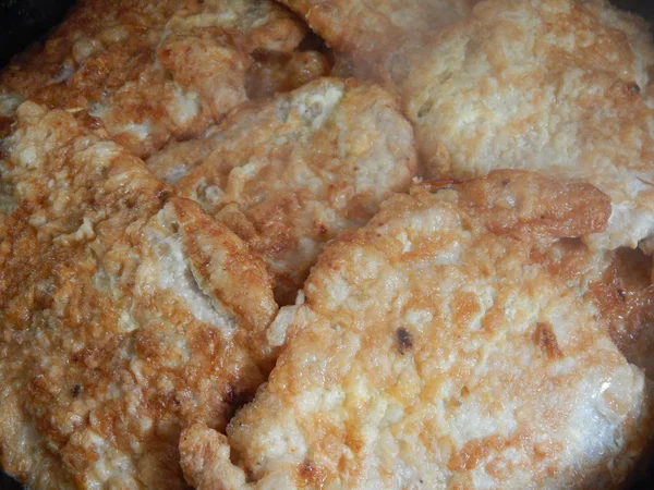 Comer Hamburguesas Panqueques Fondo Sartén — Foto de Stock