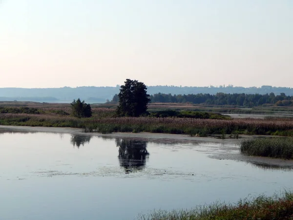 Panorama Krajobraz Rzeki Łodzi — Zdjęcie stockowe