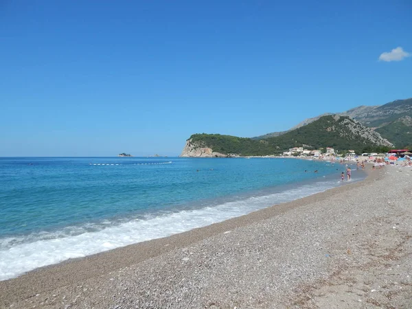 Praia Textura Água Viajar Redor Montenegro Mar Adriático Paisagens — Fotografia de Stock